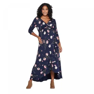Isabel Maternity by Ingrid & Isabel Floral 3/4 Sleeve Knit Wrap Maxi Dress