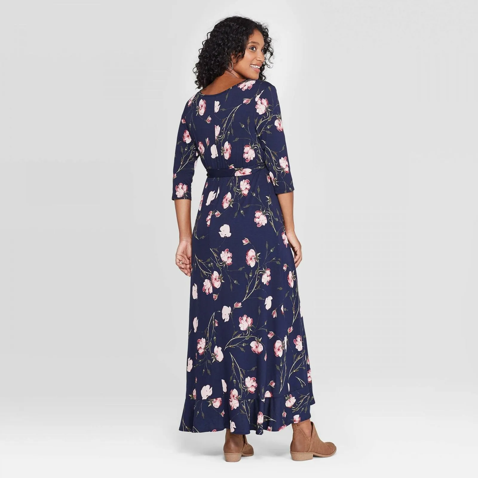 Isabel Maternity by Ingrid & Isabel Floral 3/4 Sleeve Knit Wrap Maxi Dress