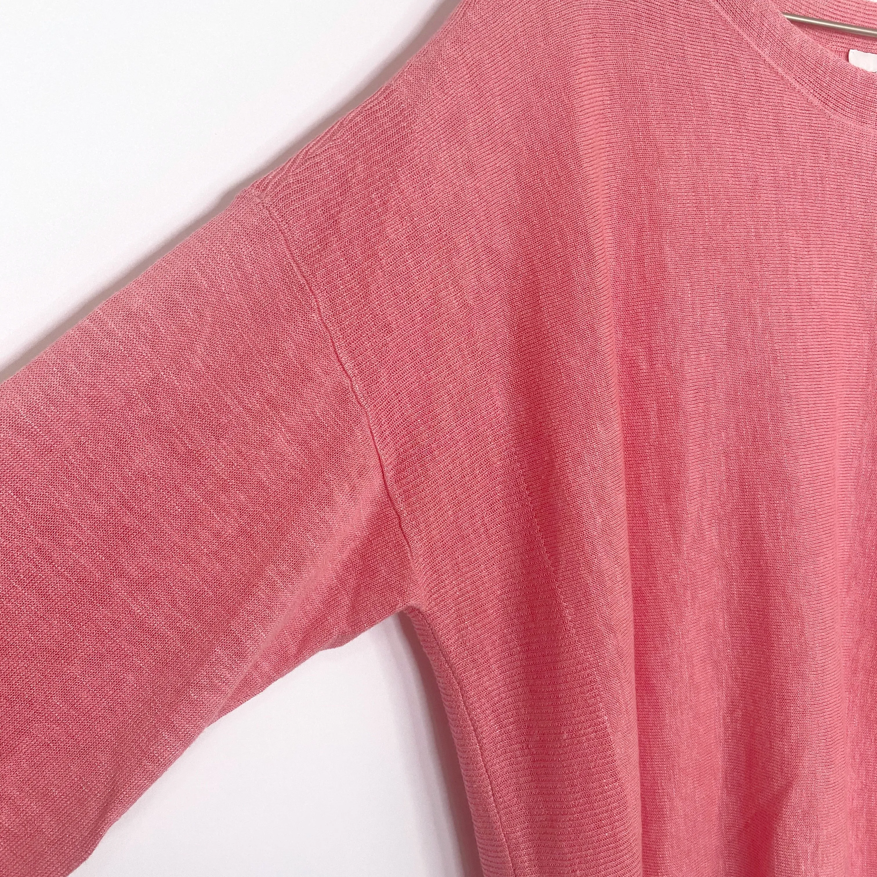 J Jill Pink Linen Boatneck Knit Sweater