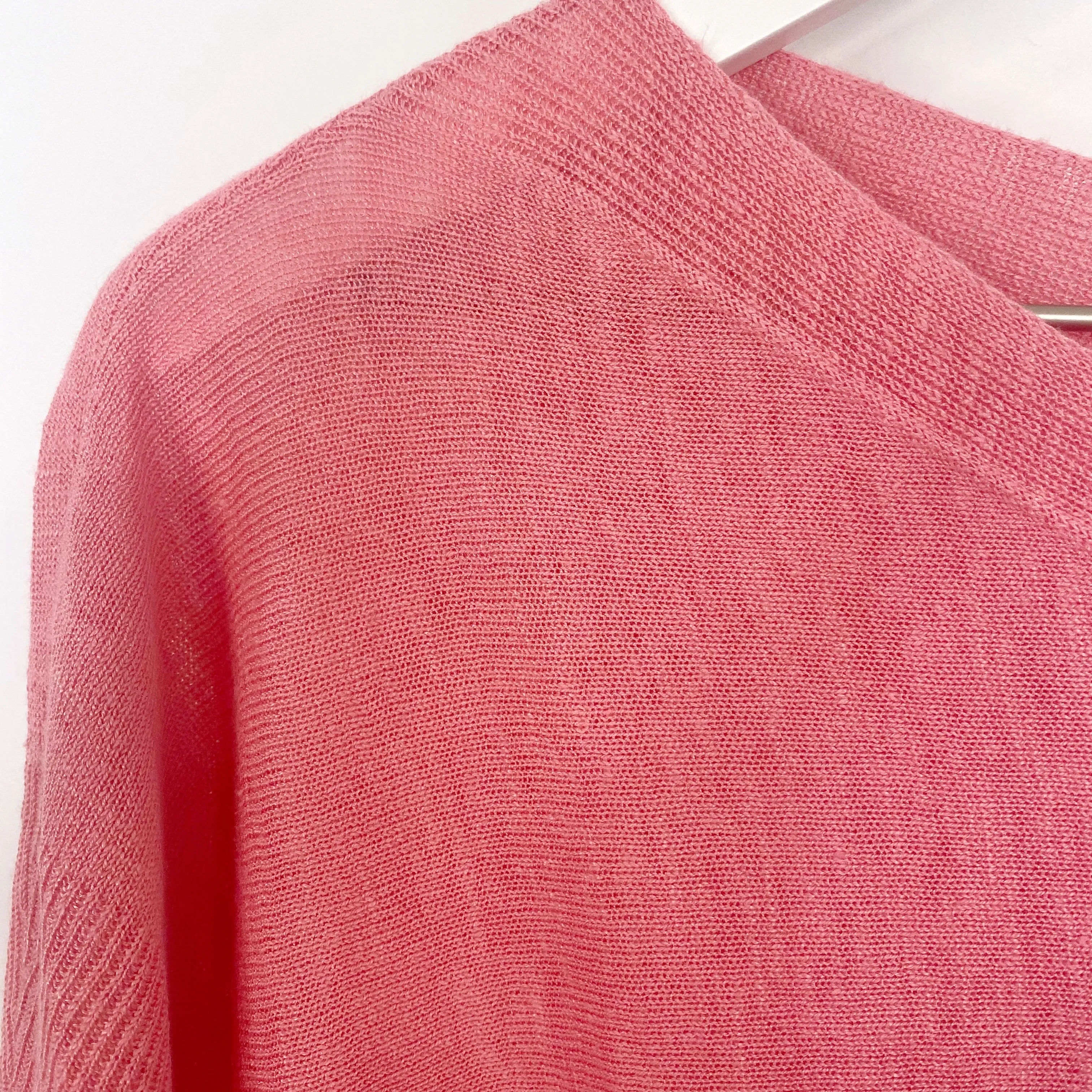 J Jill Pink Linen Boatneck Knit Sweater