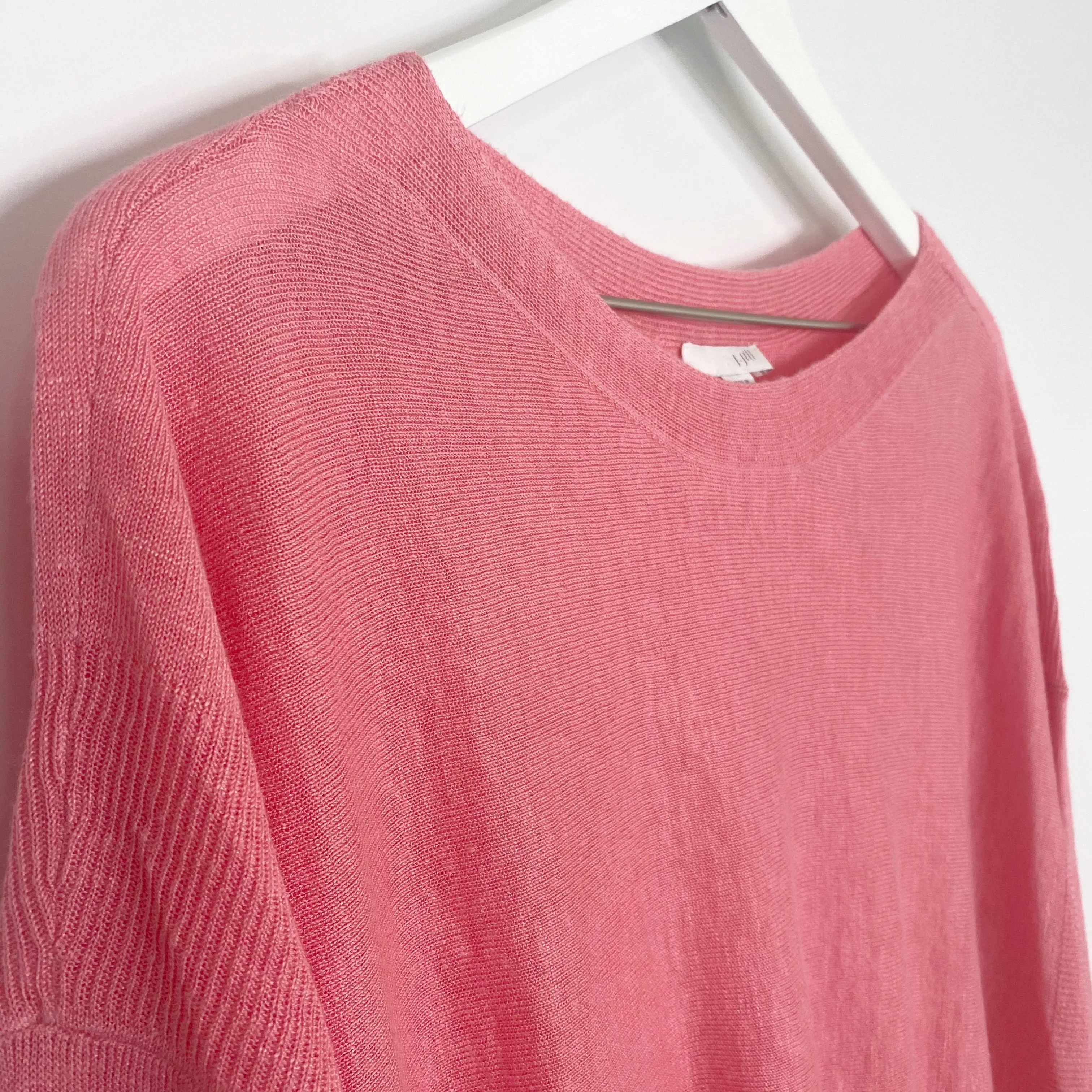 J Jill Pink Linen Boatneck Knit Sweater