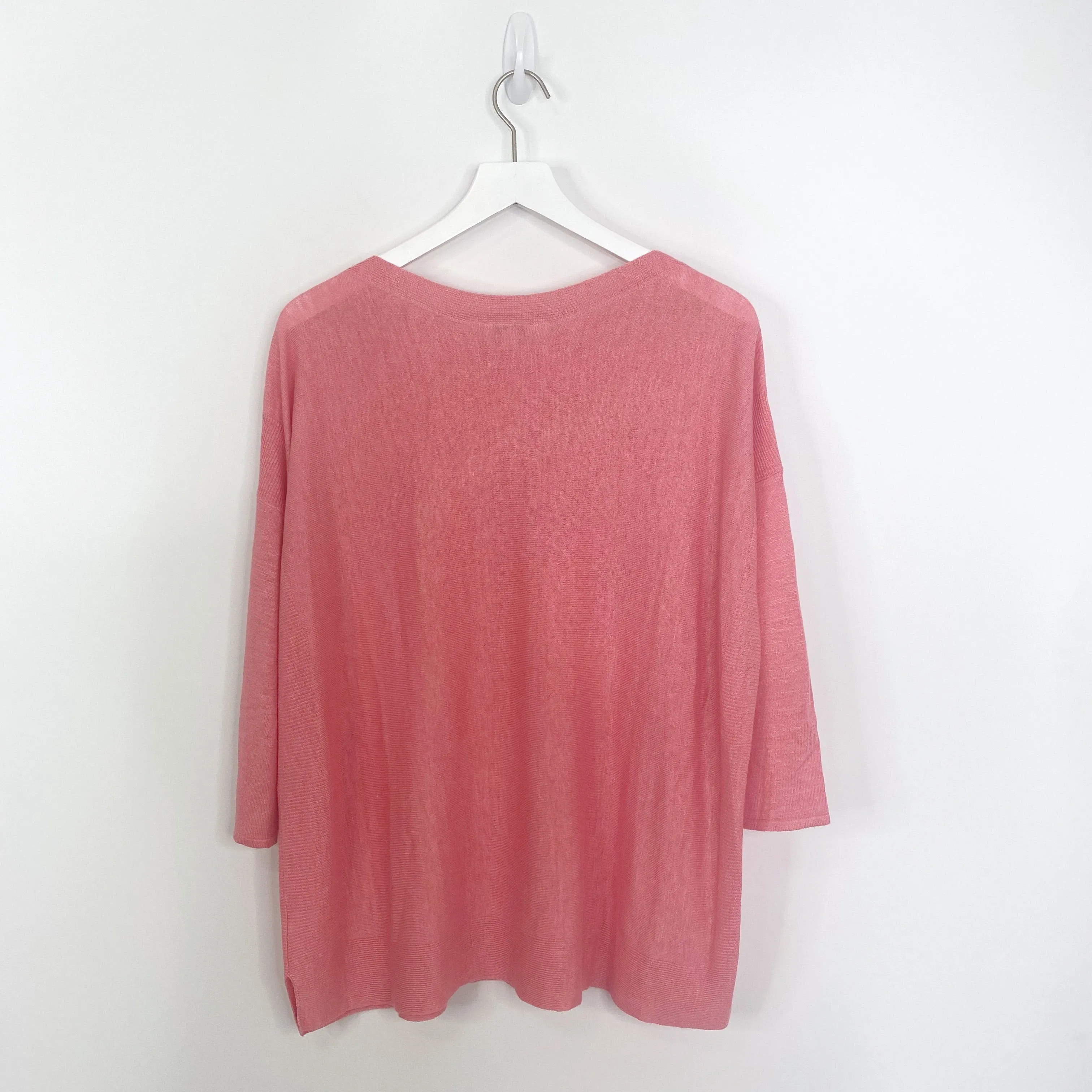 J Jill Pink Linen Boatneck Knit Sweater