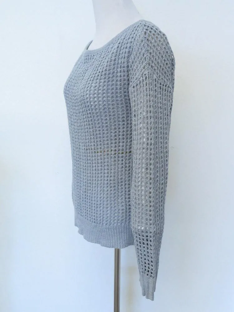 James Perse Women's Sweater: Gray Cotton Blend Size 2, Pre-owned