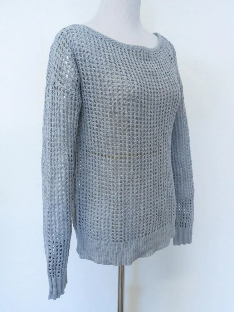 James Perse Women's Sweater: Gray Cotton Blend Size 2, Pre-owned
