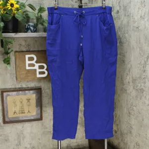 JM Collection Women's Crinkle Wide Leg Pants Jazzy Blue XXL