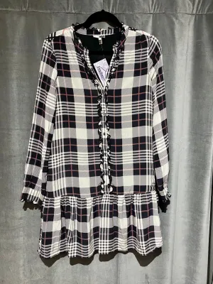 Joie Plaid Long Sleeve Silk Drop Waist Button Down Mini Dress