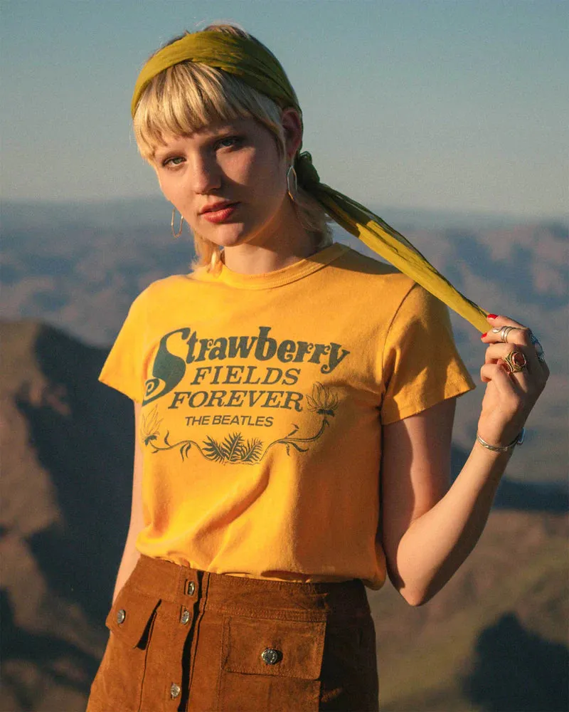Junk Food Strawberry Fields The Beatles T-Shirt as seen on Sabrina Carpenter