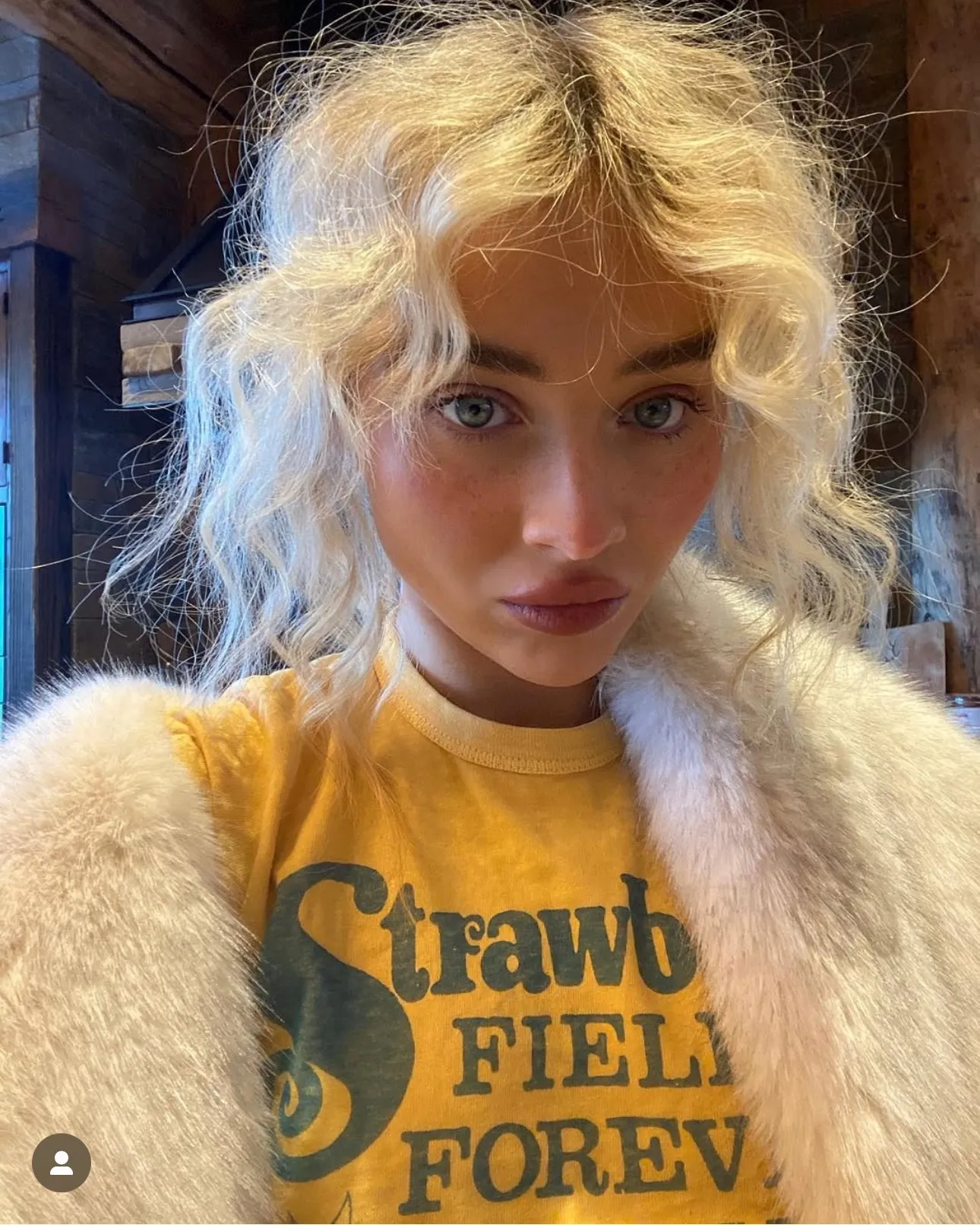 Junk Food Strawberry Fields The Beatles T-Shirt as seen on Sabrina Carpenter