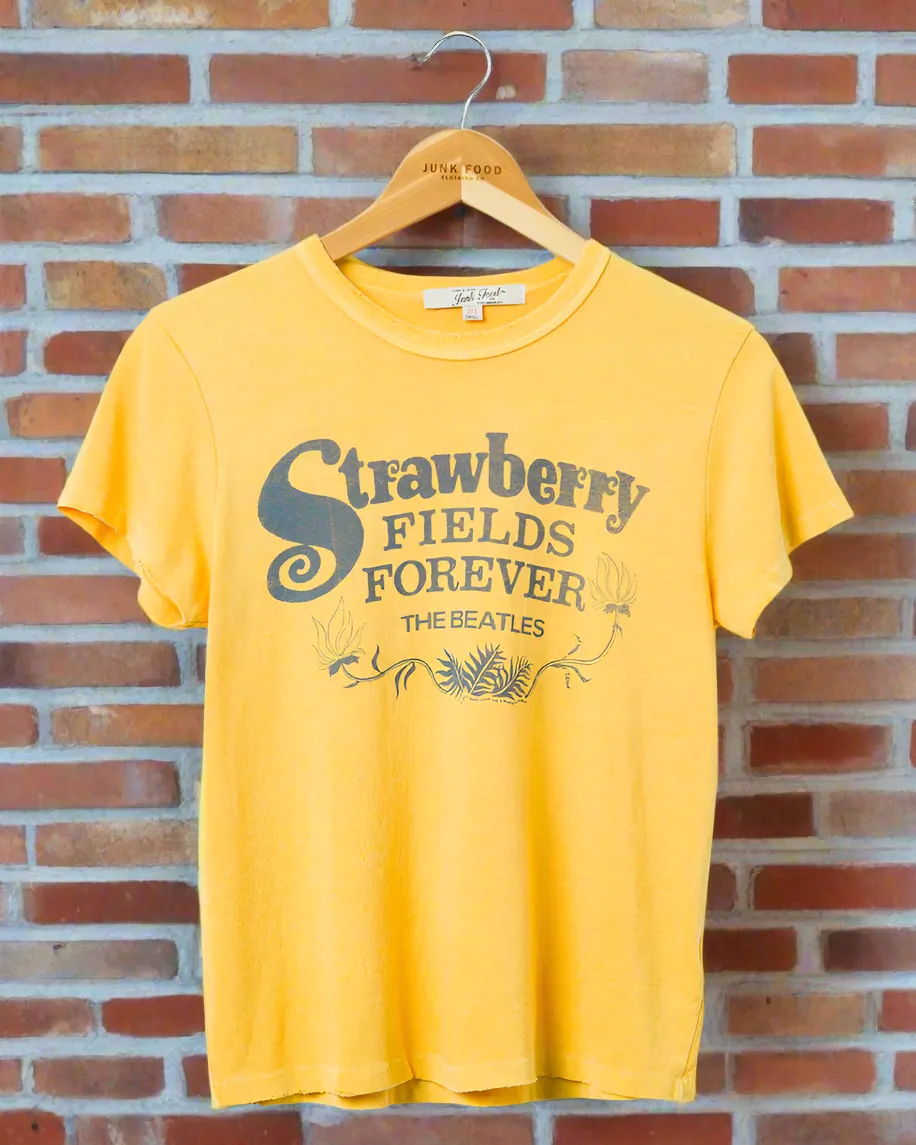 Junk Food Strawberry Fields The Beatles T-Shirt as seen on Sabrina Carpenter