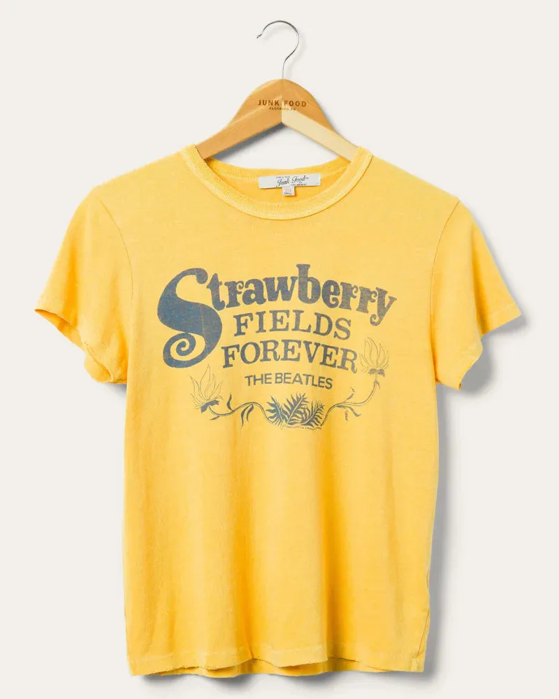 Junk Food Strawberry Fields The Beatles T-Shirt as seen on Sabrina Carpenter