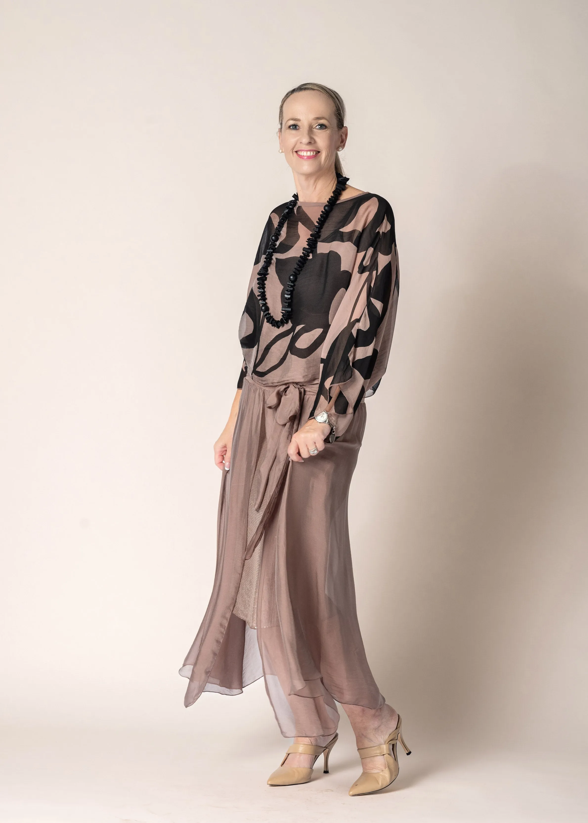 Kaidi Silk Top in Milk Chocolate
