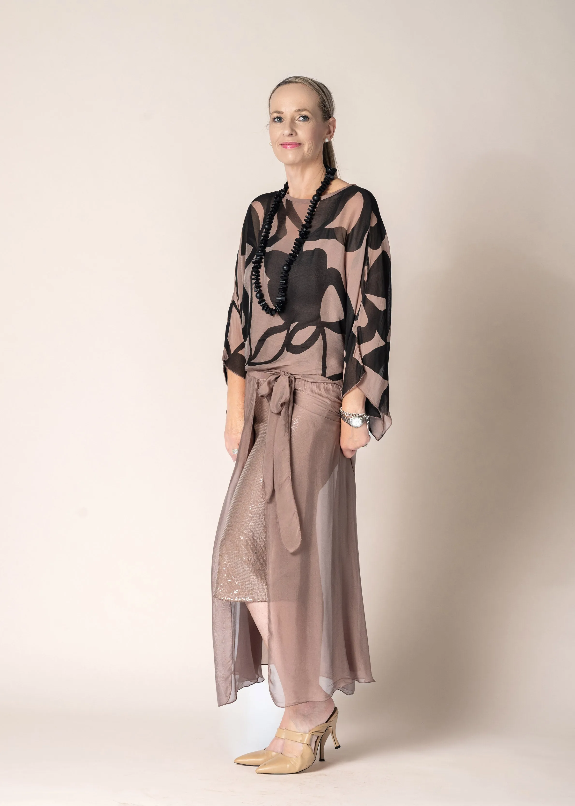Kaidi Silk Top in Milk Chocolate