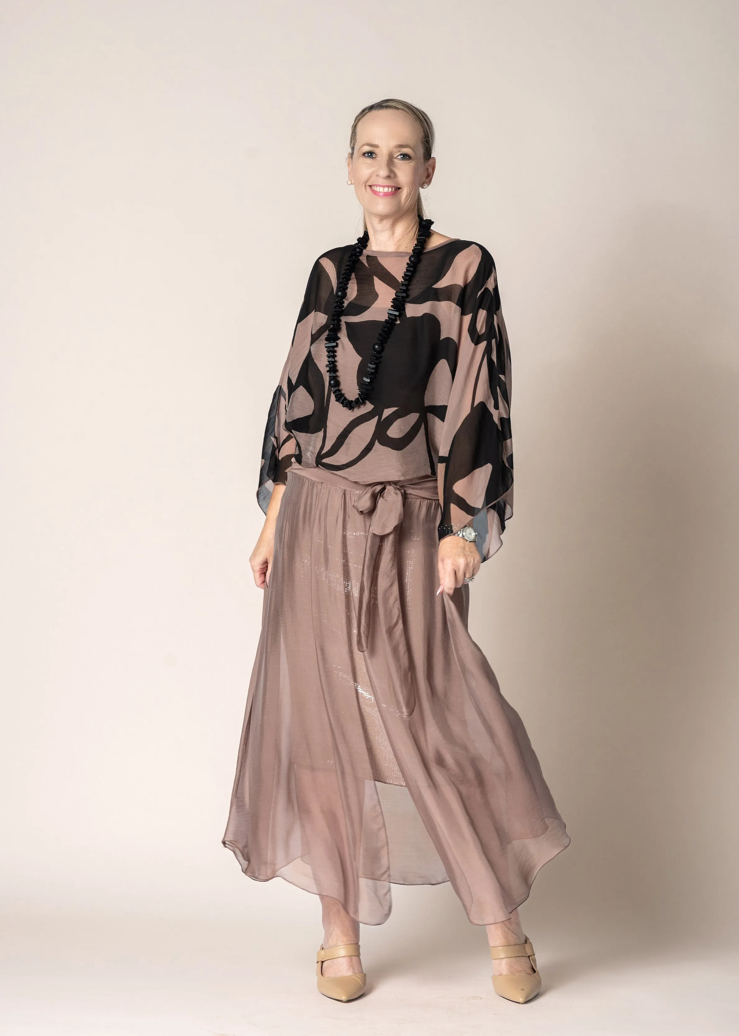 Kaidi Silk Top in Milk Chocolate