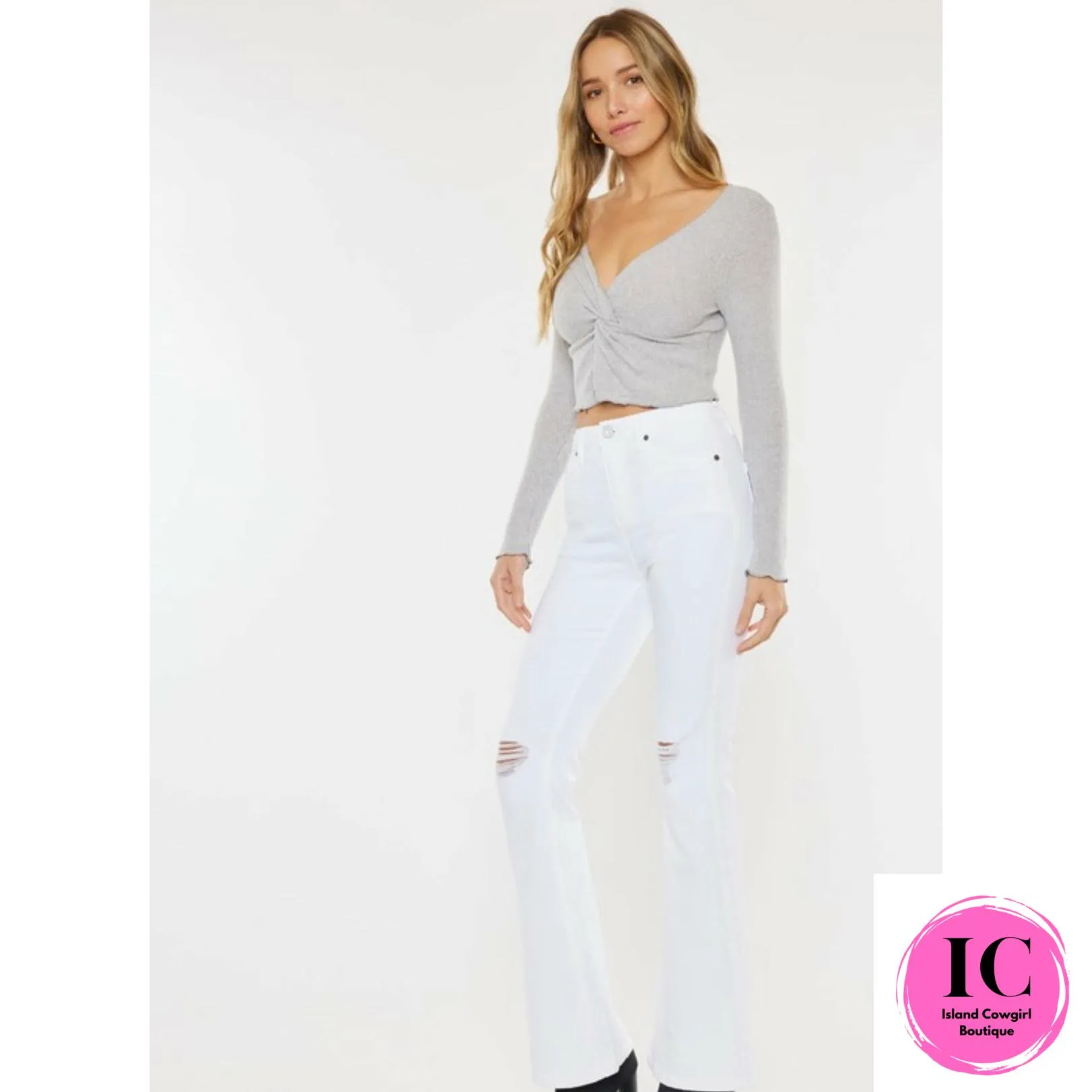 KanCan: High Rise White Flare Jeans