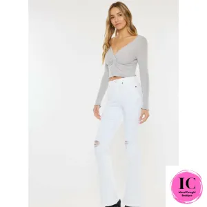 KanCan: High Rise White Flare Jeans