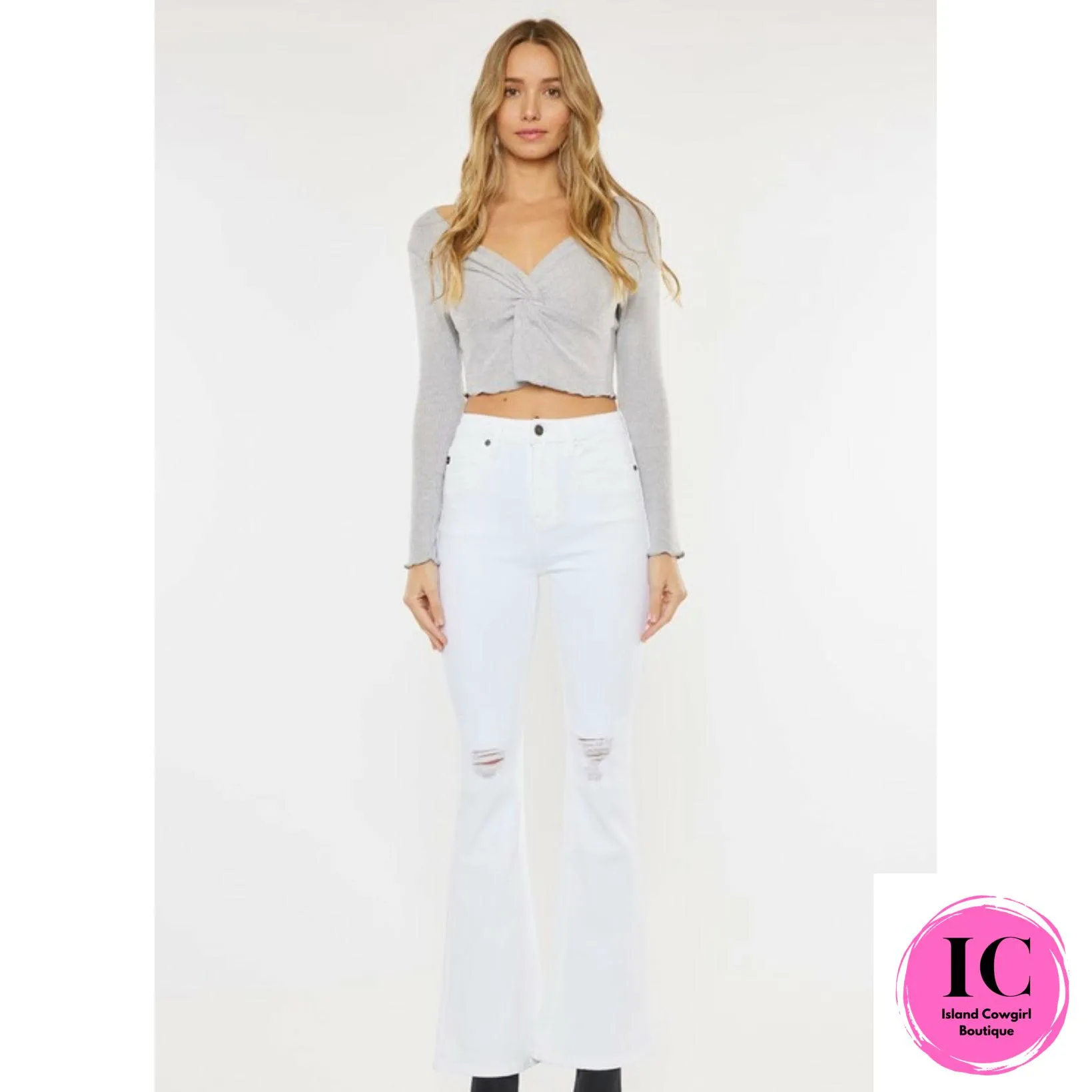 KanCan: High Rise White Flare Jeans