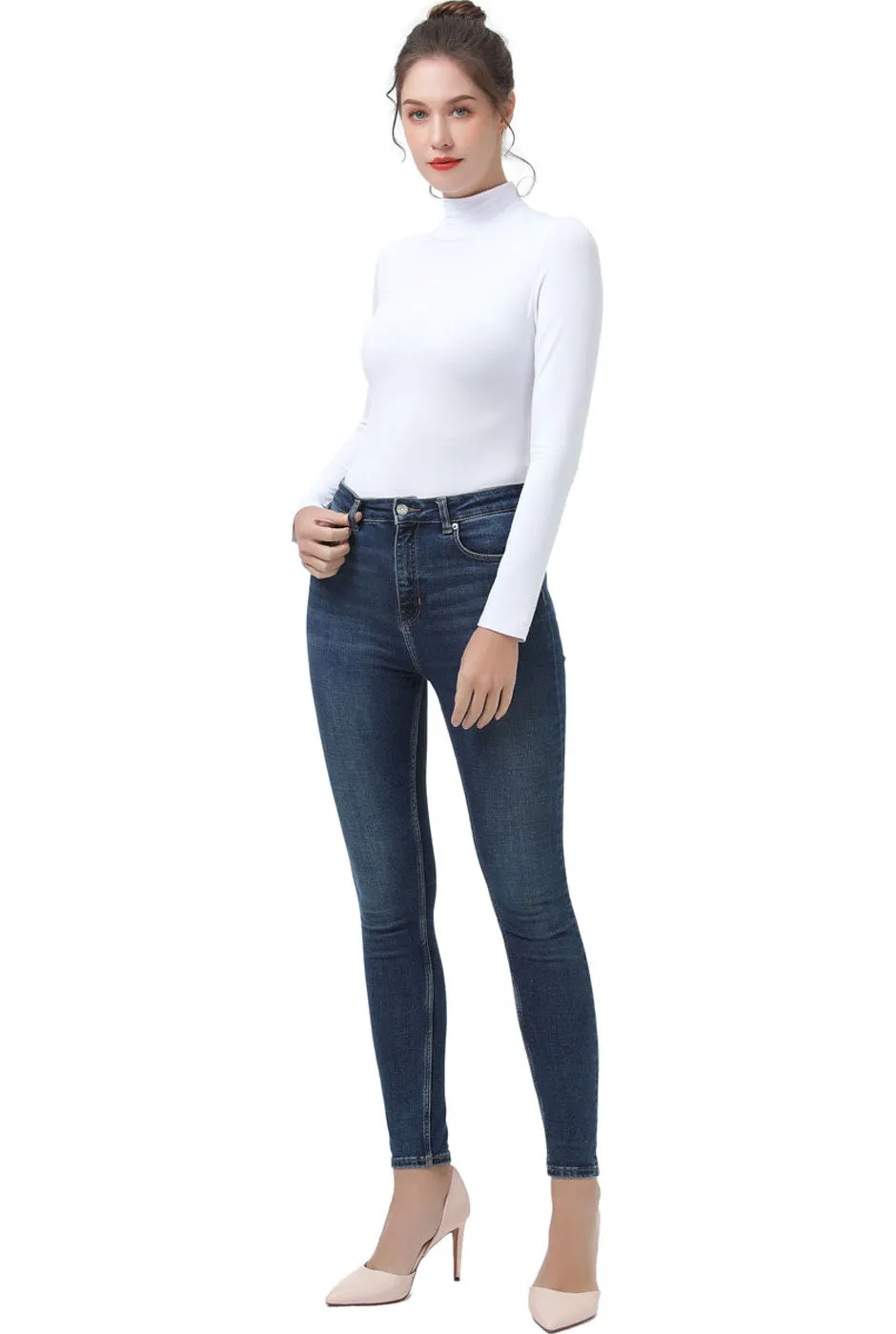 Kimi   Kai Women's Turtleneck Long Sleeve Bodysuit