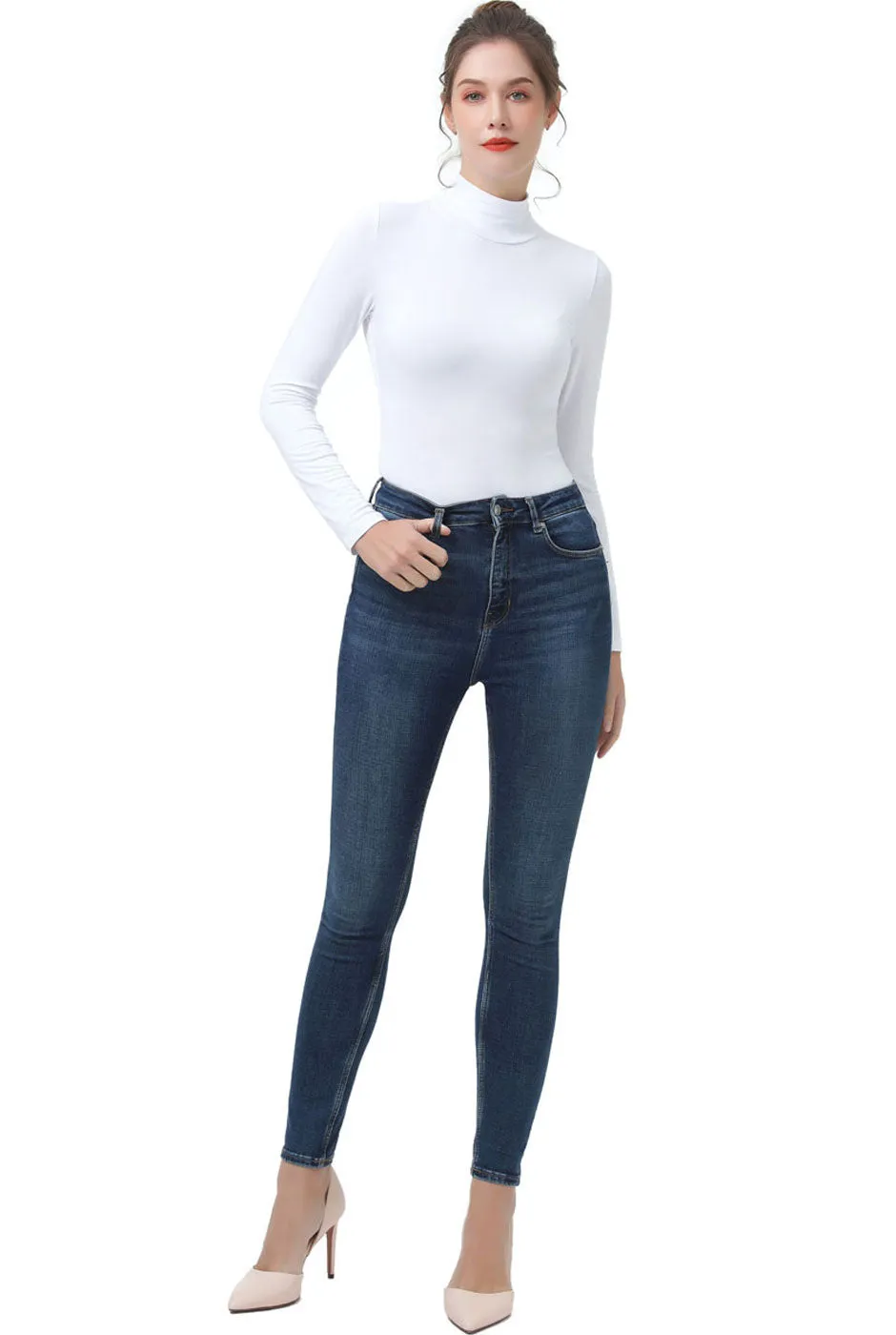 Kimi   Kai Women's Turtleneck Long Sleeve Bodysuit