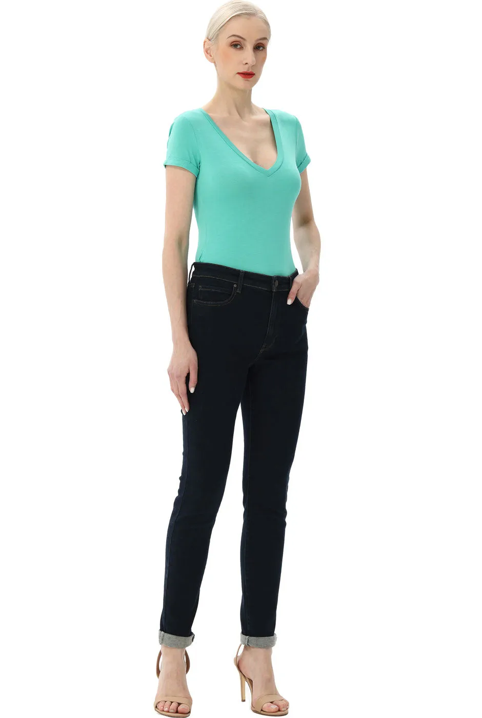Kimi   Kai Women's V-Neck Basic Bodysuit