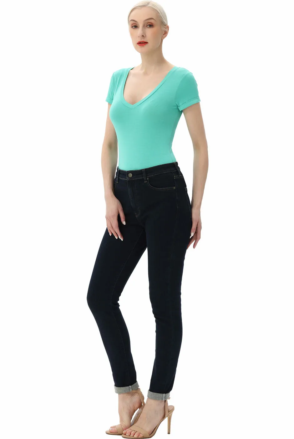Kimi   Kai Women's V-Neck Basic Bodysuit