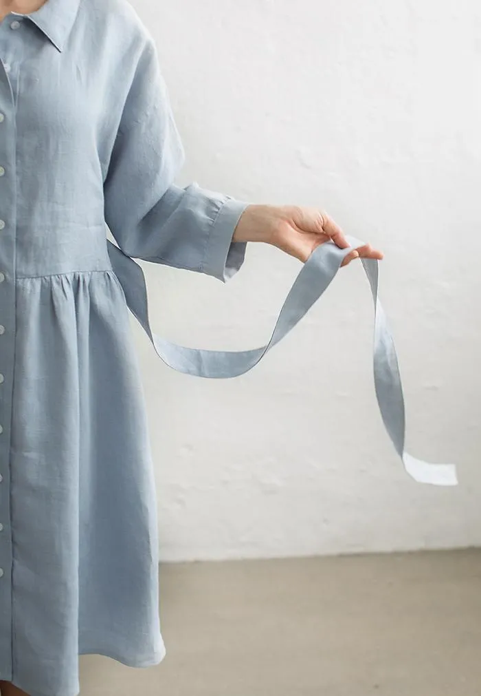 Kimono Sleeves Loose Linen Shirt Dress