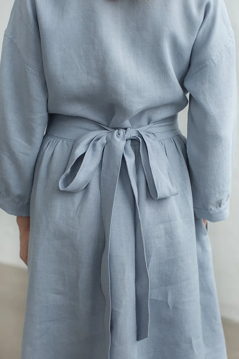 Kimono Sleeves Loose Linen Shirt Dress
