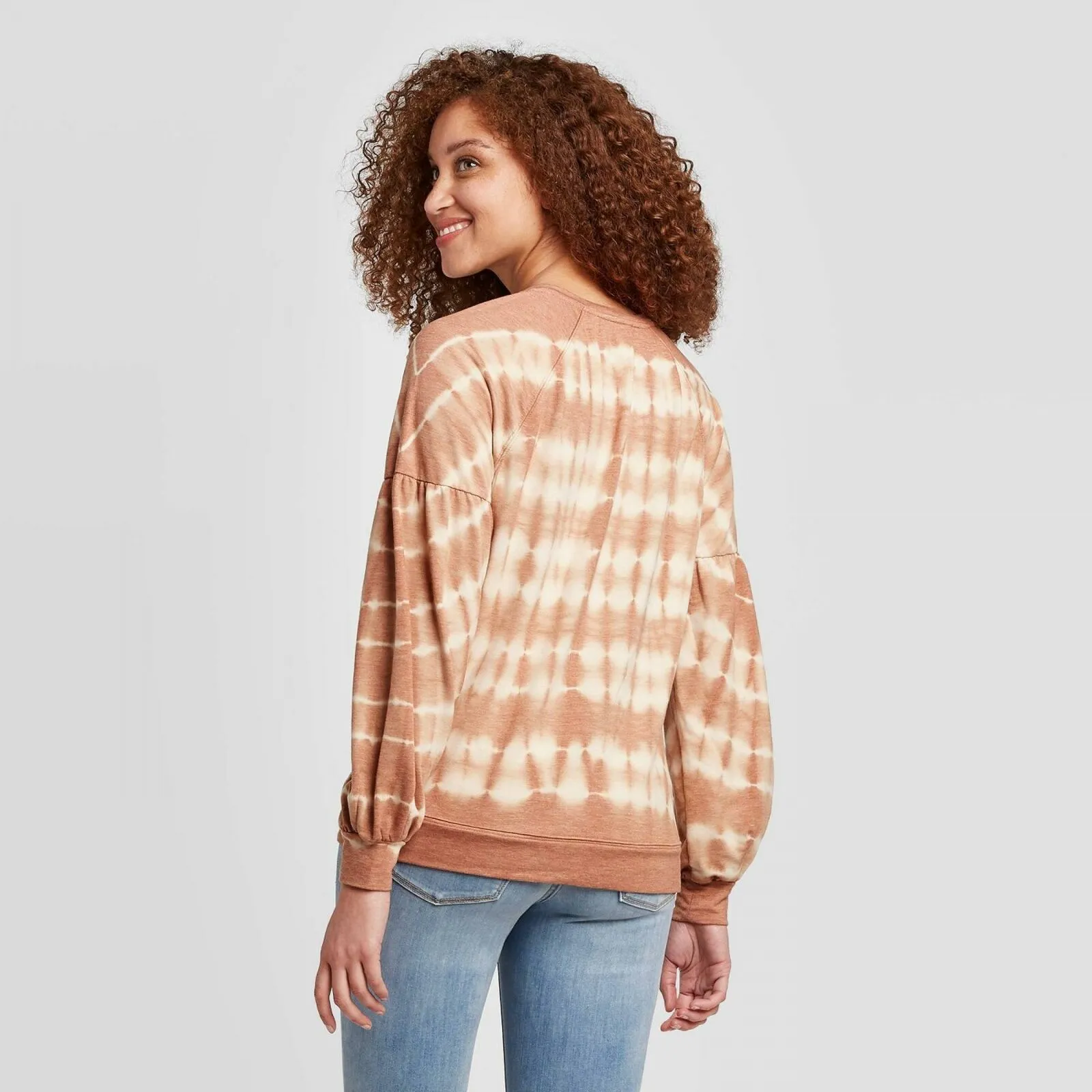 Knox Rose Women's Balloon Long Sleeve Scoop Neck Blouse
