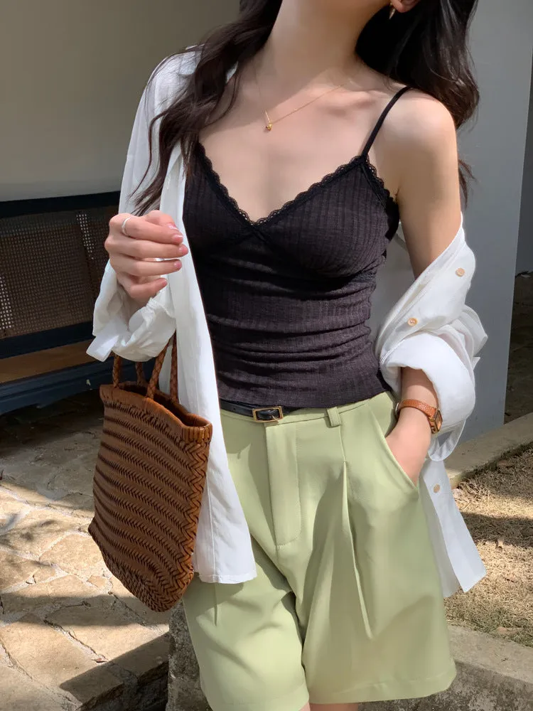Lace V neck with small vests inside
