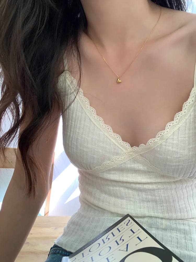 Lace V neck with small vests inside