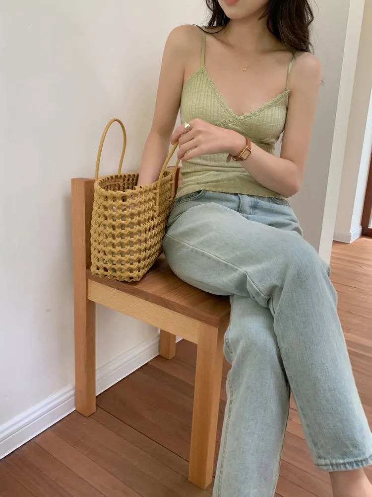 Lace V neck with small vests inside