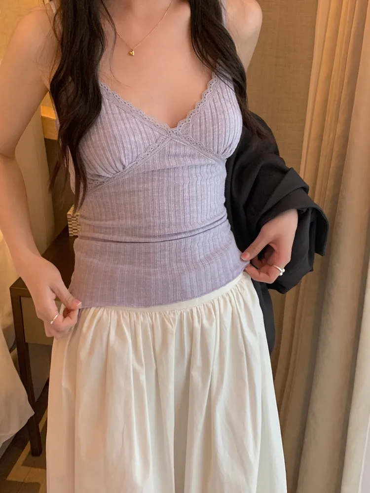 Lace V neck with small vests inside