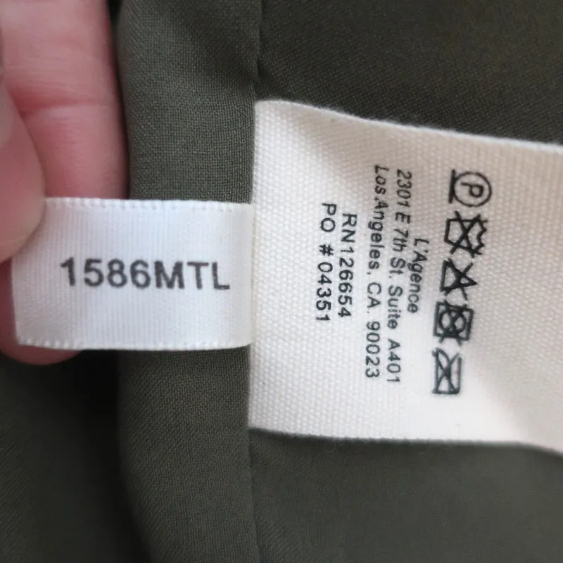 L'Agence Cropped Blazer Inez Olive/Gold Metallic-Striped Linen Blend Size 4 NEW