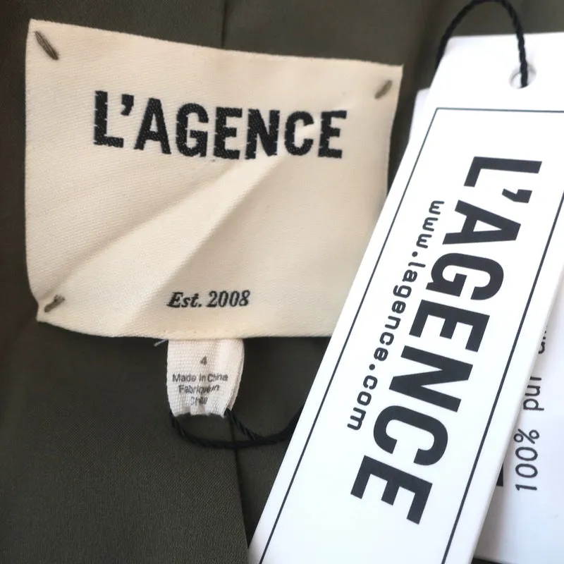 L'Agence Cropped Blazer Inez Olive/Gold Metallic-Striped Linen Blend Size 4 NEW