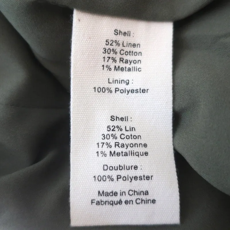 L'Agence Cropped Blazer Inez Olive/Gold Metallic-Striped Linen Blend Size 4 NEW