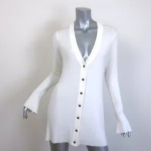 L'Agence Lucas Bell Sleeve Cardigan Cream Ribbed Knit Size Small V-Neck Sweater