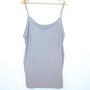 Lane Bryant Grey Sheer Trim Tank Top