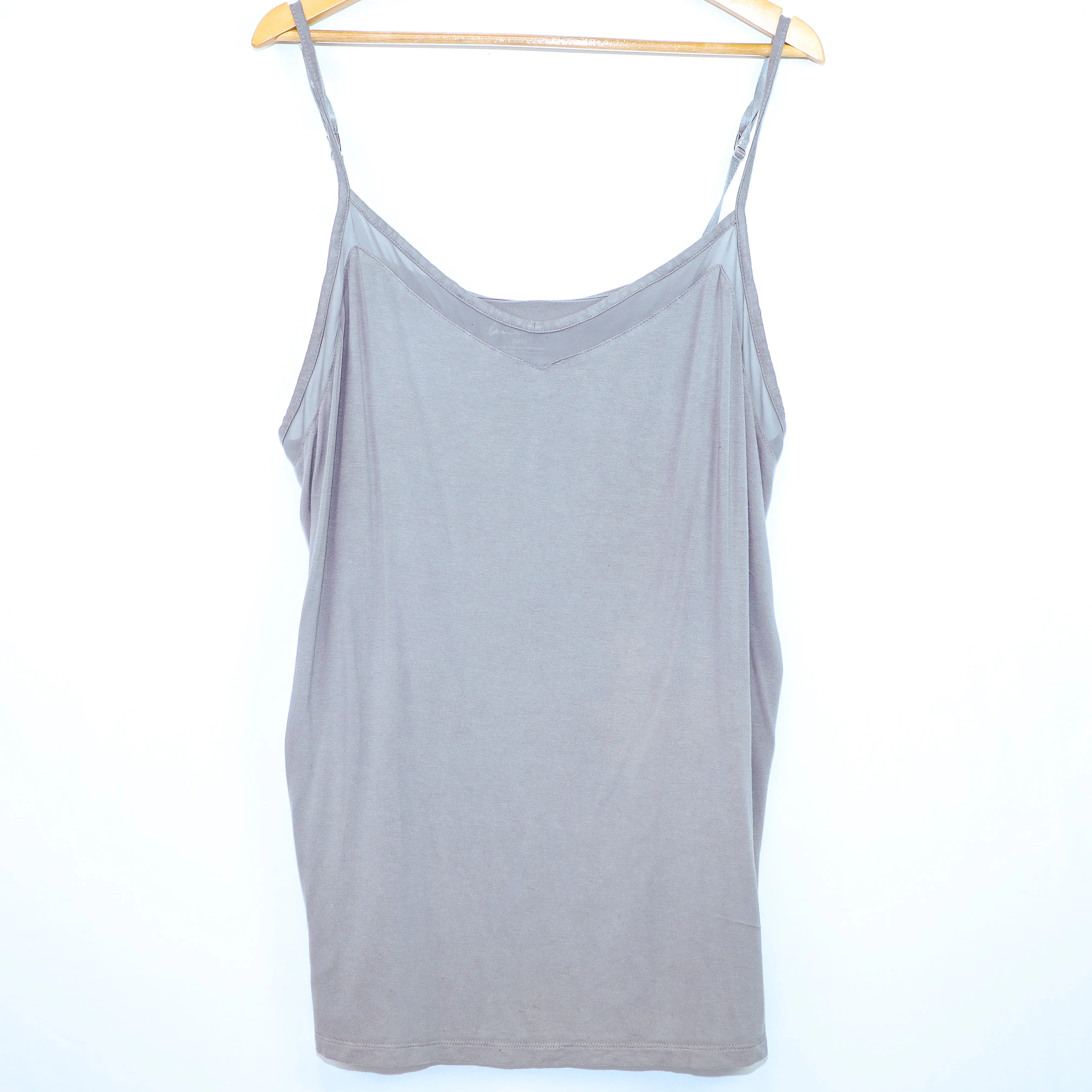 Lane Bryant Grey Sheer Trim Tank Top