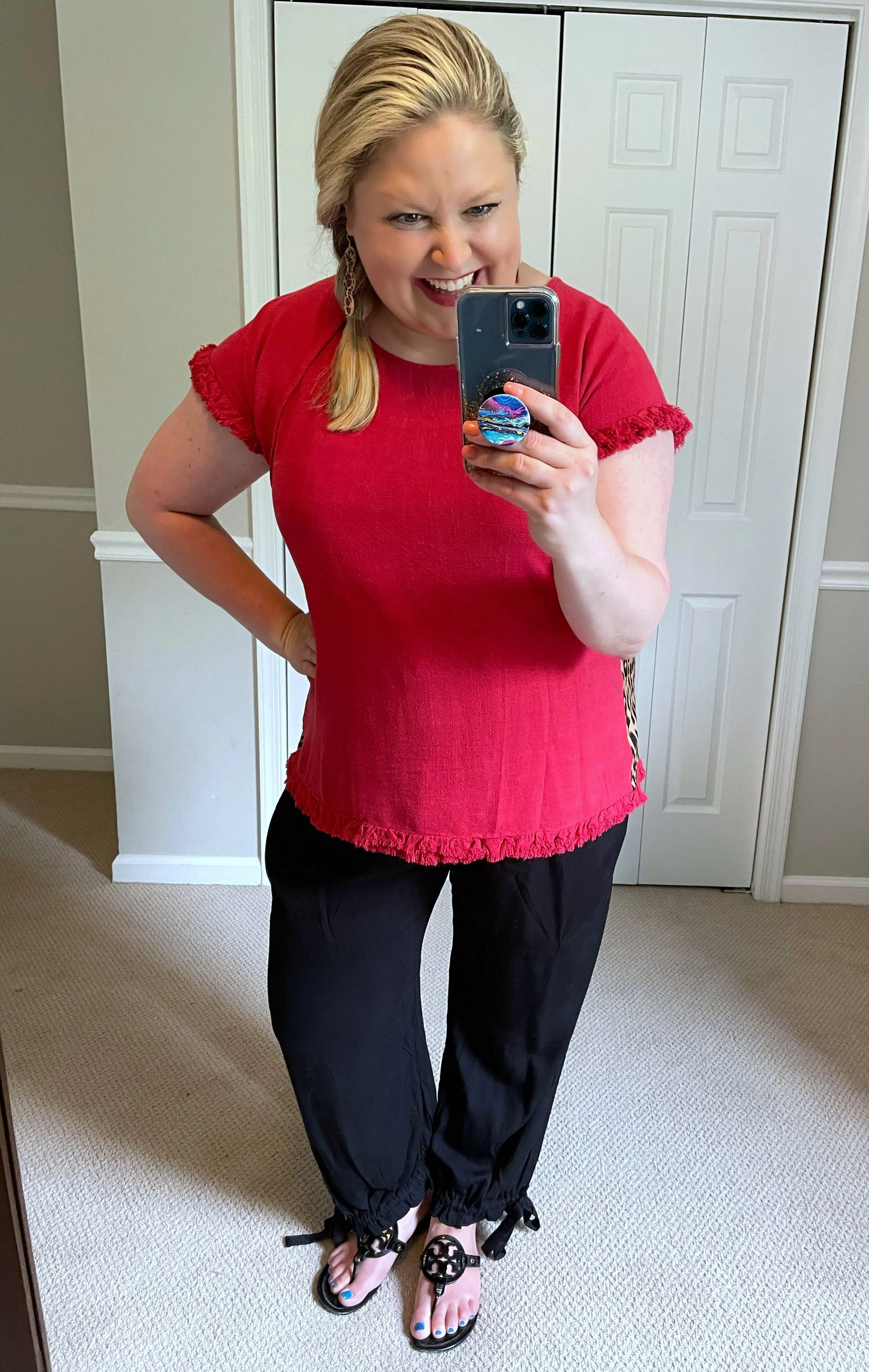 Leopard Back Top in Red