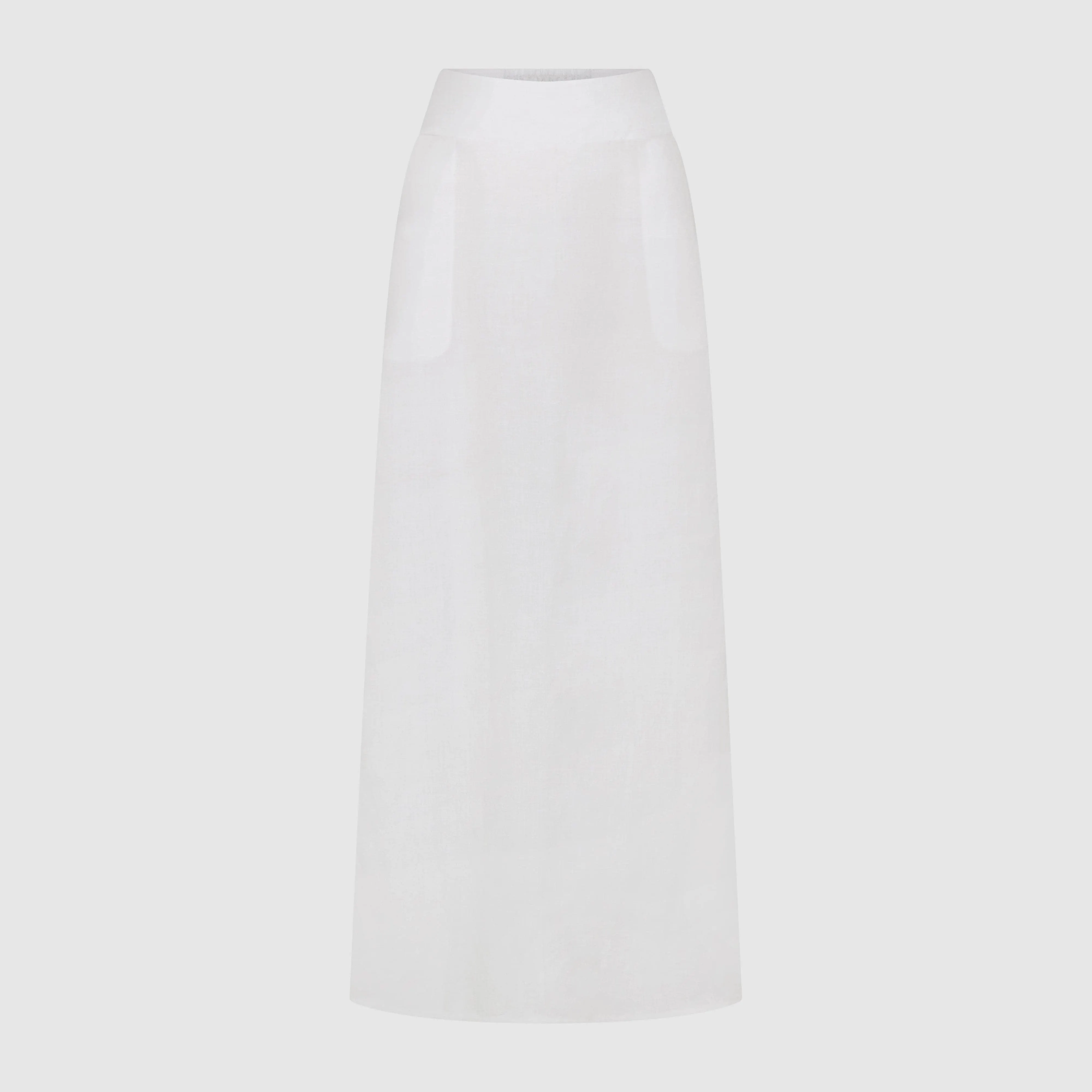 LINEN BLEND MAXI SKIRT - WHITE