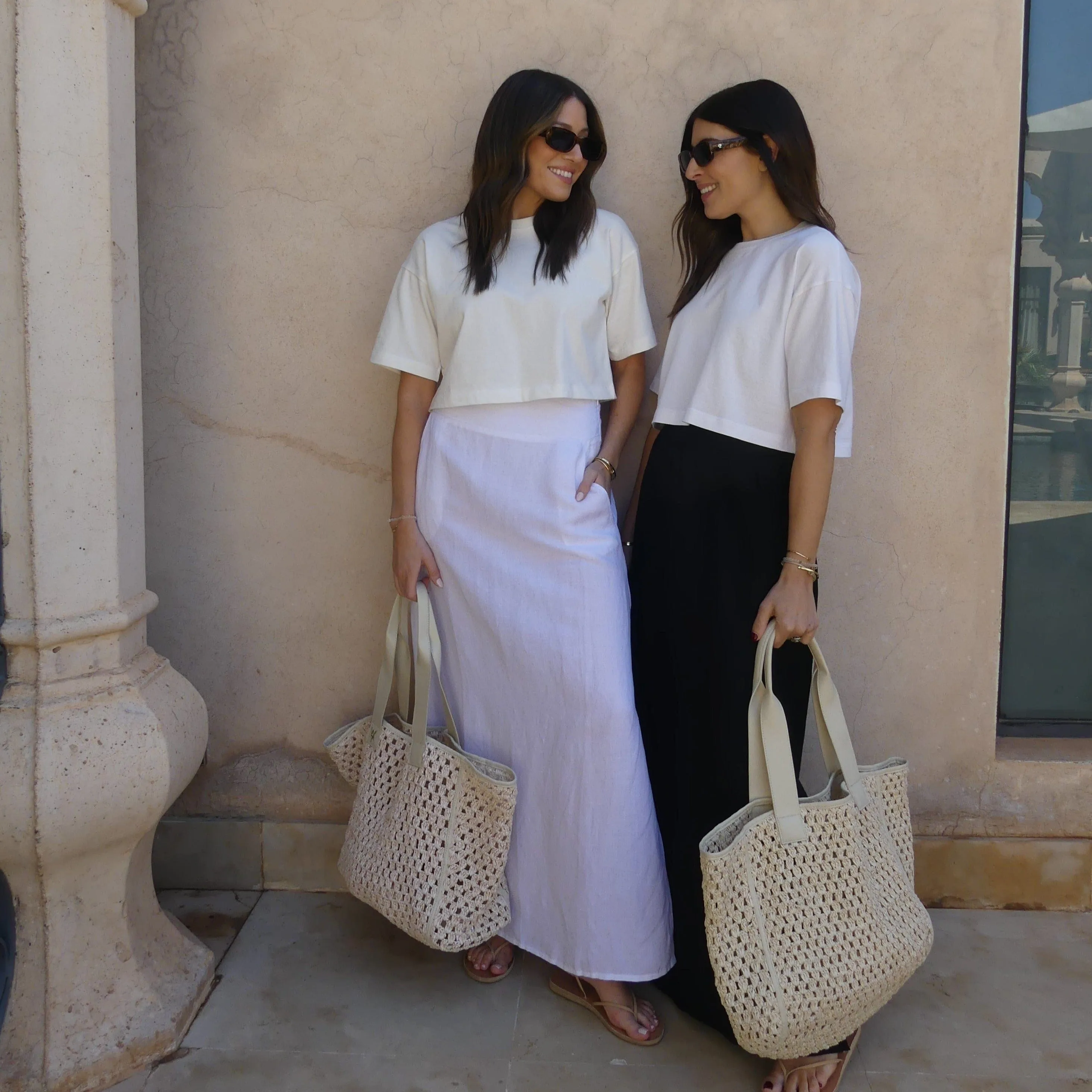 LINEN BLEND MAXI SKIRT - WHITE