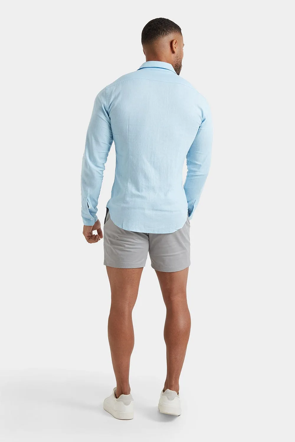 Linen Blend Shirt in Light Blue