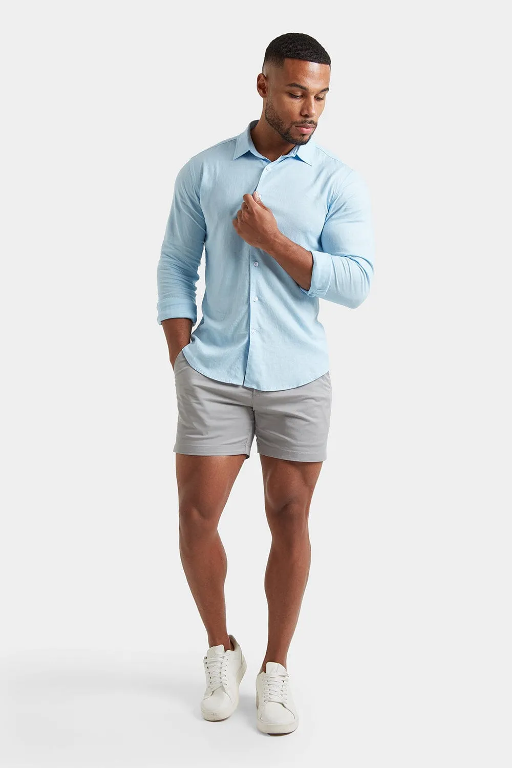 Linen Blend Shirt in Light Blue