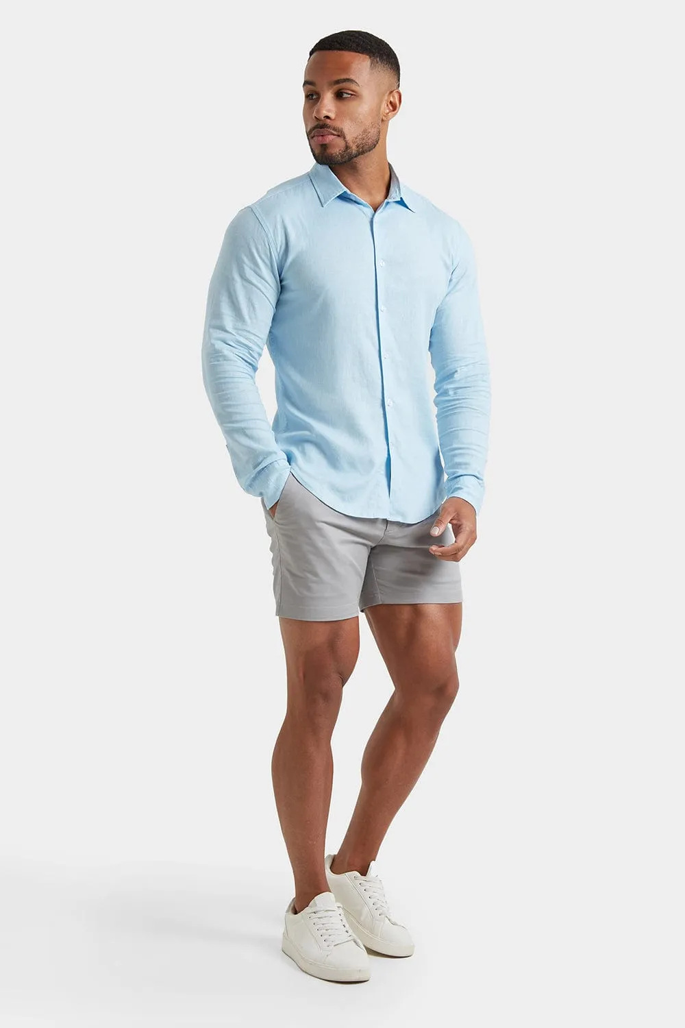 Linen Blend Shirt in Light Blue