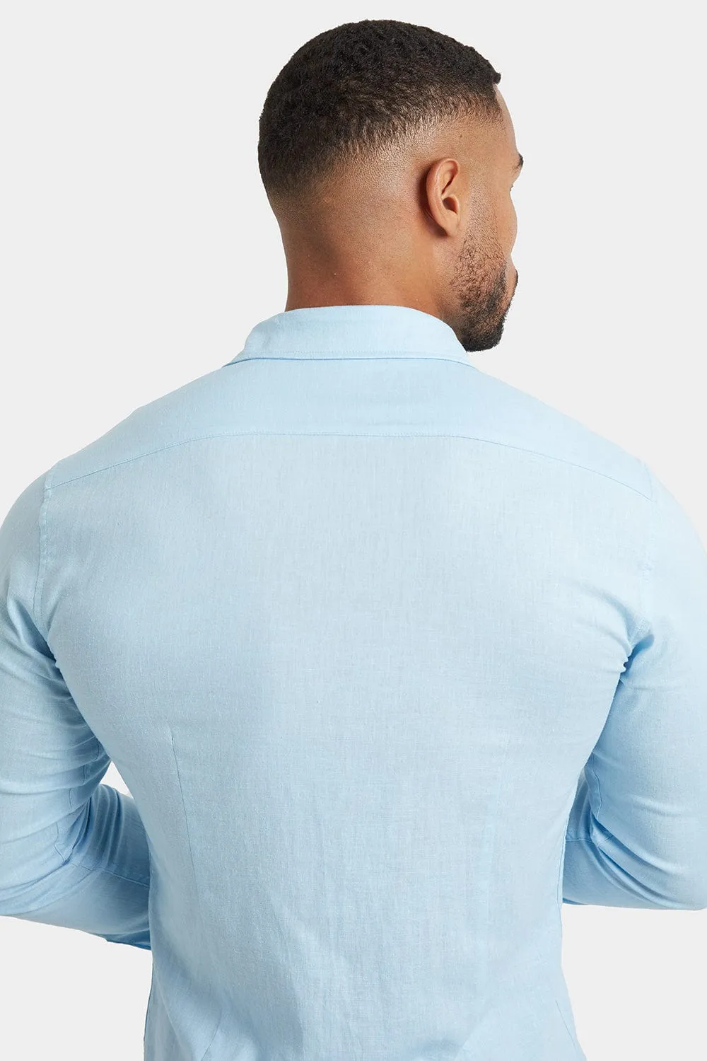 Linen Blend Shirt in Light Blue