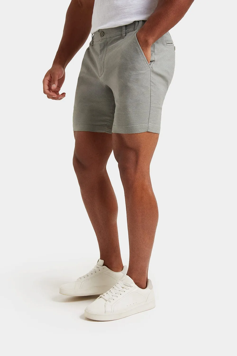 Linen-blend Shorts in Sage