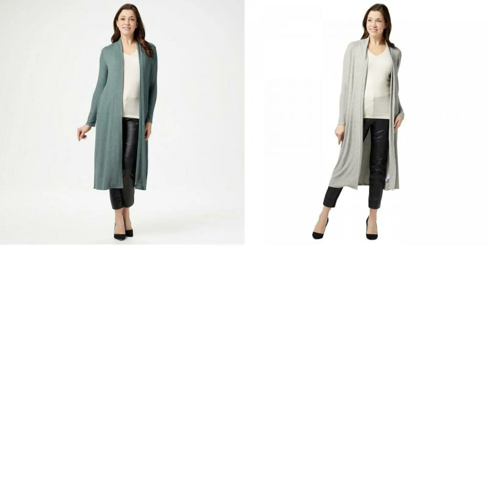Lisa Rinna Women's Open Front Rib Knit Duster Cardigan Sweater