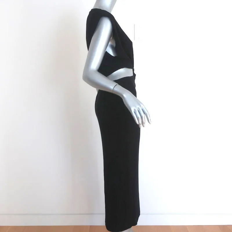 LNA Cutout Dress Tailor Black Ribbed Jersey Size Large NEW