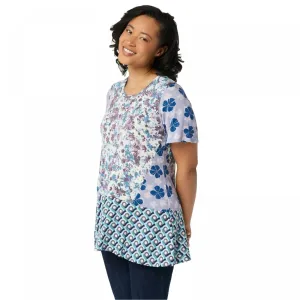 LOGO by Lori Goldstein Women's Mixed Print Knit Top With Seam Details