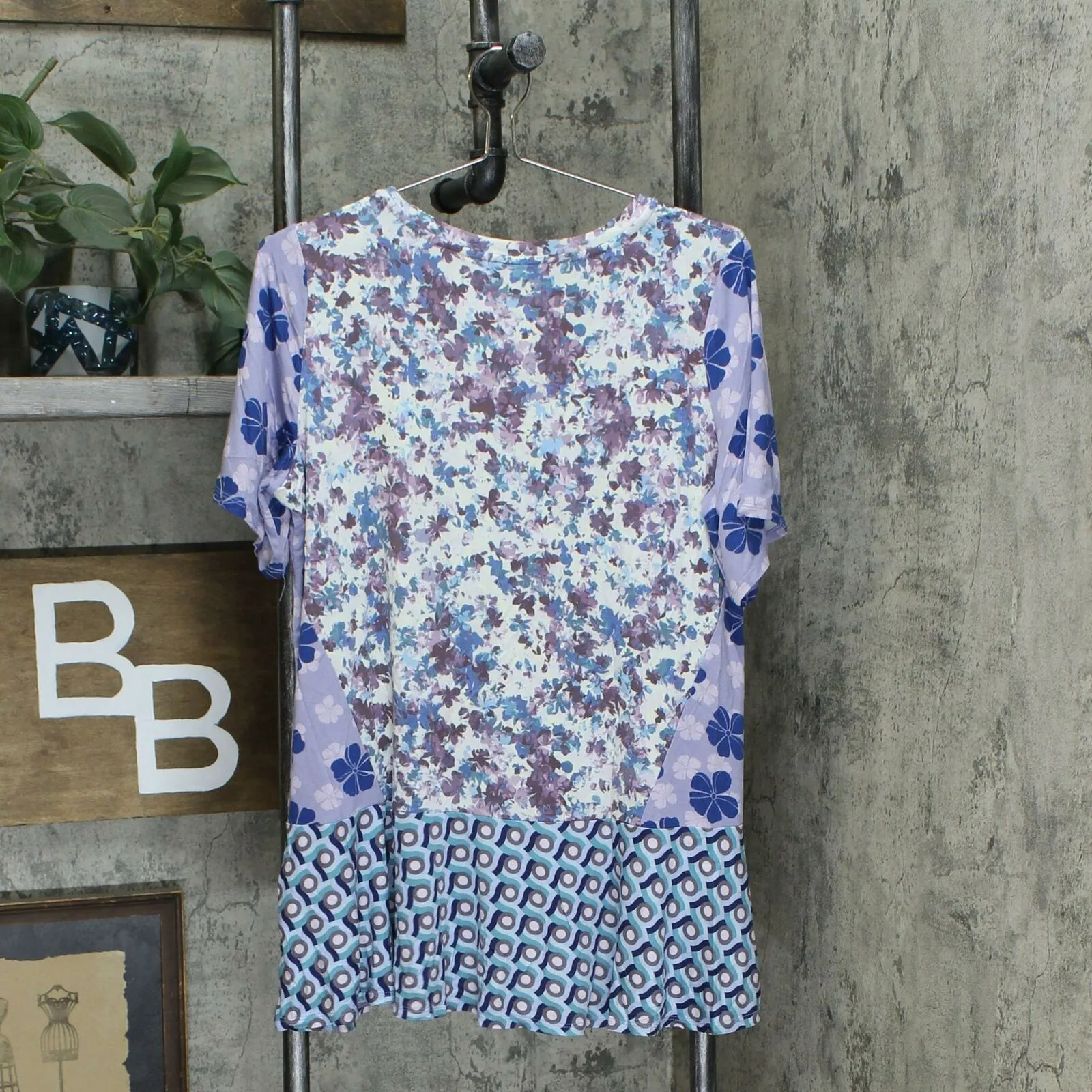 LOGO by Lori Goldstein Women's Mixed Print Knit Top With Seam Details