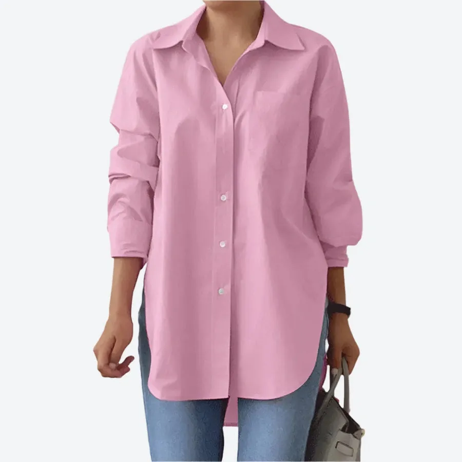 Loose Long-Sleeve Button-Up Shirts